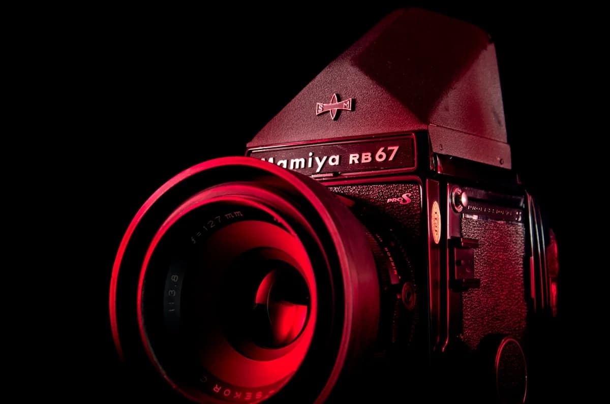 Vintage film camera on a wooden surface